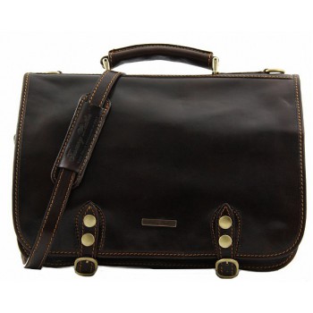 Кожаный портфель Tuscany Leather Capri TL10068 dark brown 