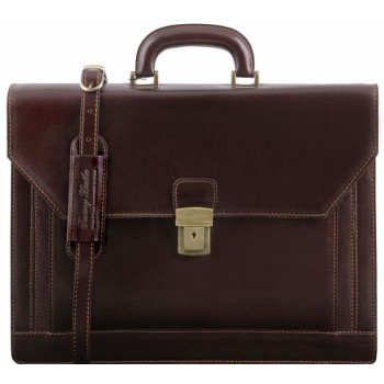 Кожаный портфель Tuscany Leather Napoli TL141348 dark brown