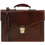 Кожаный портфель Tuscany Leather Volterra TL141544 dark brown