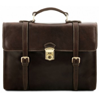 Кожаный портфель-рюкзак Tuscany Leather Viareggio TL141558 dark brown
