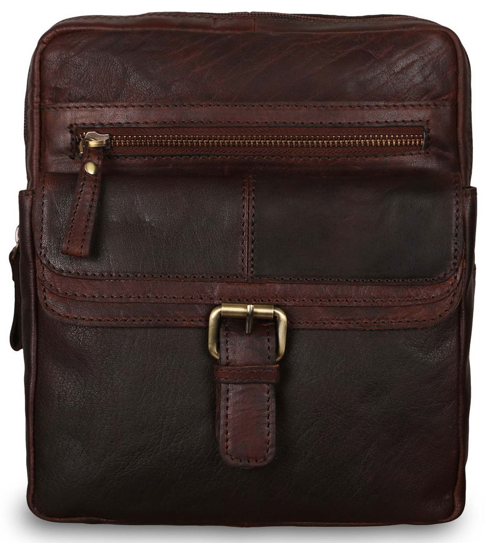 Кожаная сумка Ashwood Leather G-33 коричневого цвета